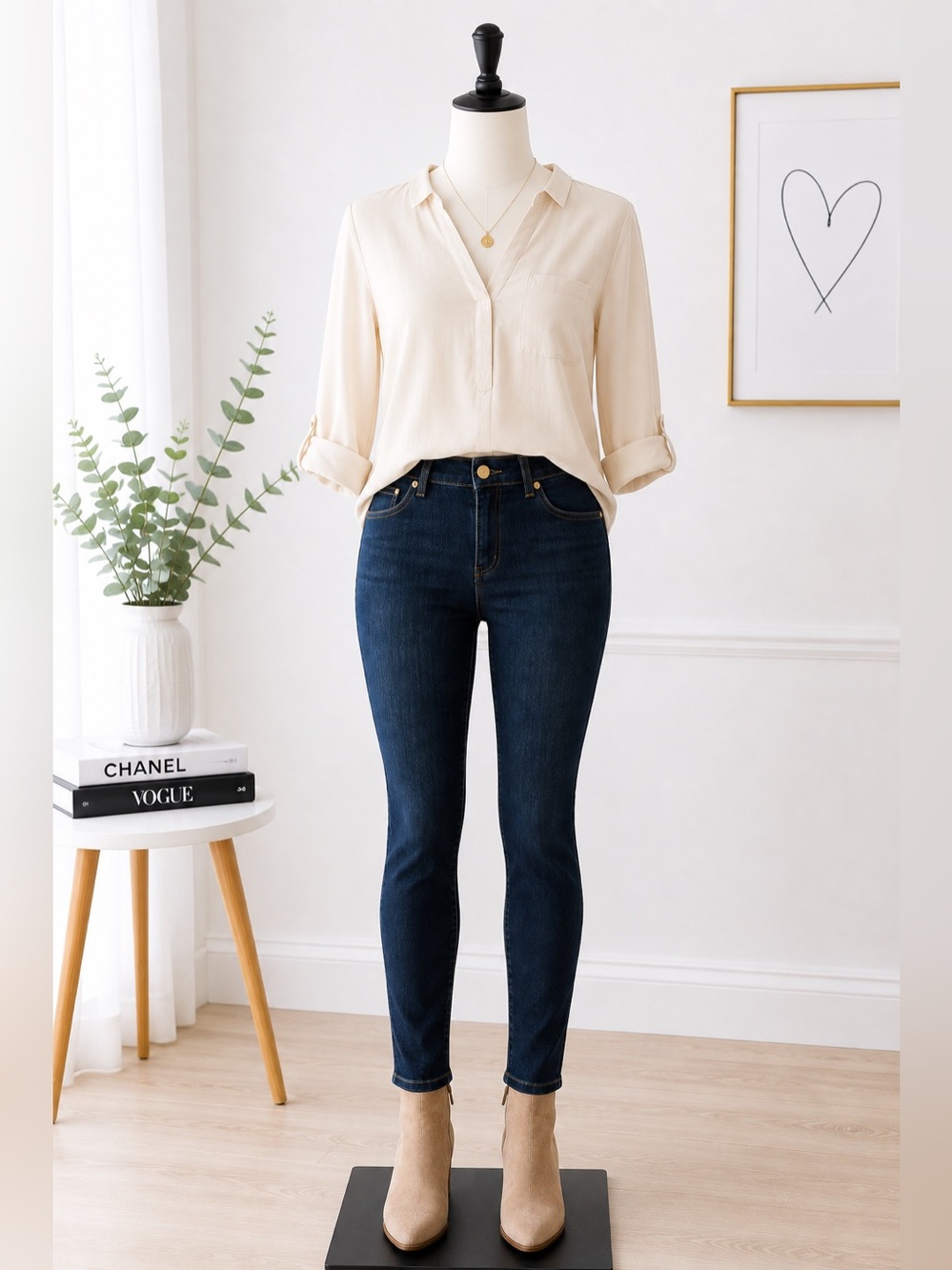 Michael Kors Izzy Skinny Jeans Dark Wash Gold Hardware Size 6P Petite
